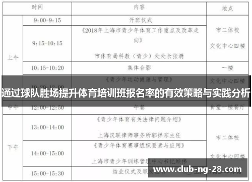 通过球队胜场提升体育培训班报名率的有效策略与实践分析